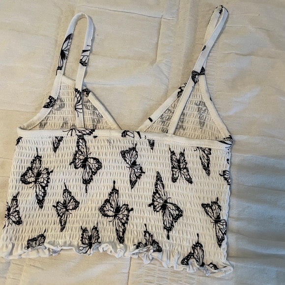 Ruched butterfly crop top tank - Picture 2 of 3